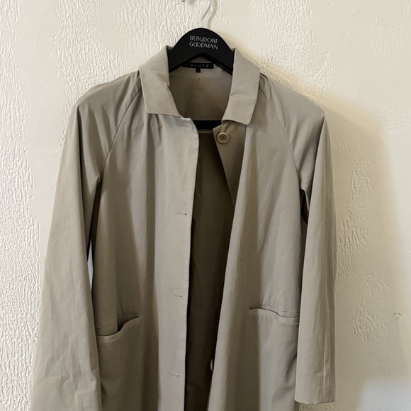 Theory Jackets & Blazers - Theory Trench Coat Women's Size Large Button Tan with Detachable Hood